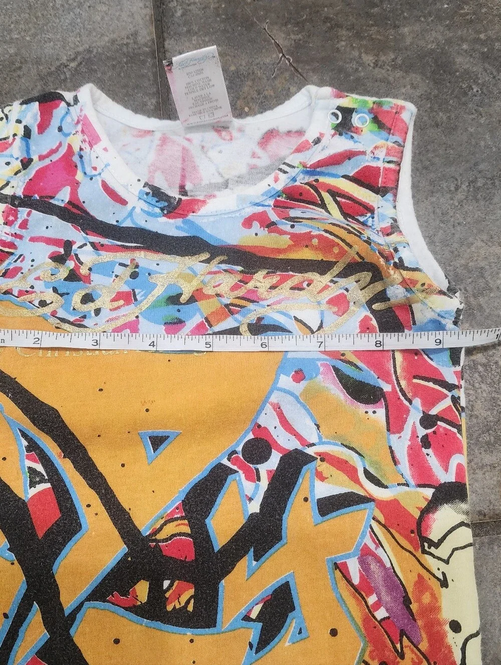Vintage Y2K Ed Hardy Kids Size 3/6 Months Christian Audigier Graffiti Romper
